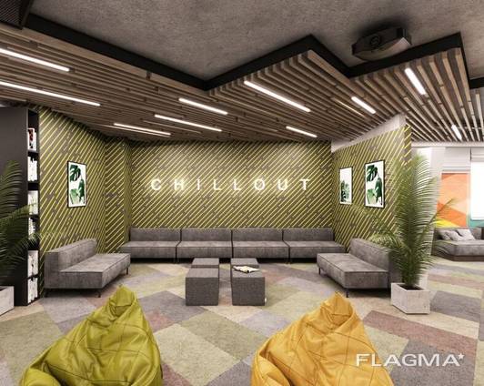 Design for office, bank, restaurant, bar, beauty salon