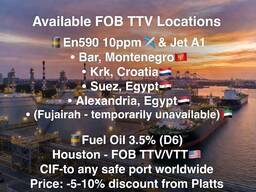 Diesel fuel EN590 10 ppm &amp; Jet A1 (Discount from Platts -10%)